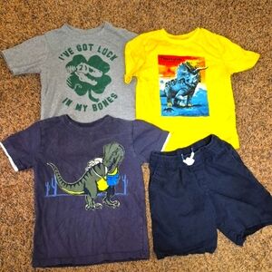 Lot of 4 Dinosaur Themed Boys T-Shirts and Shorts